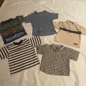 Assorted Kids Short Sleeves Shirts Set, Various‎ Brands, Size Medium (5-6)